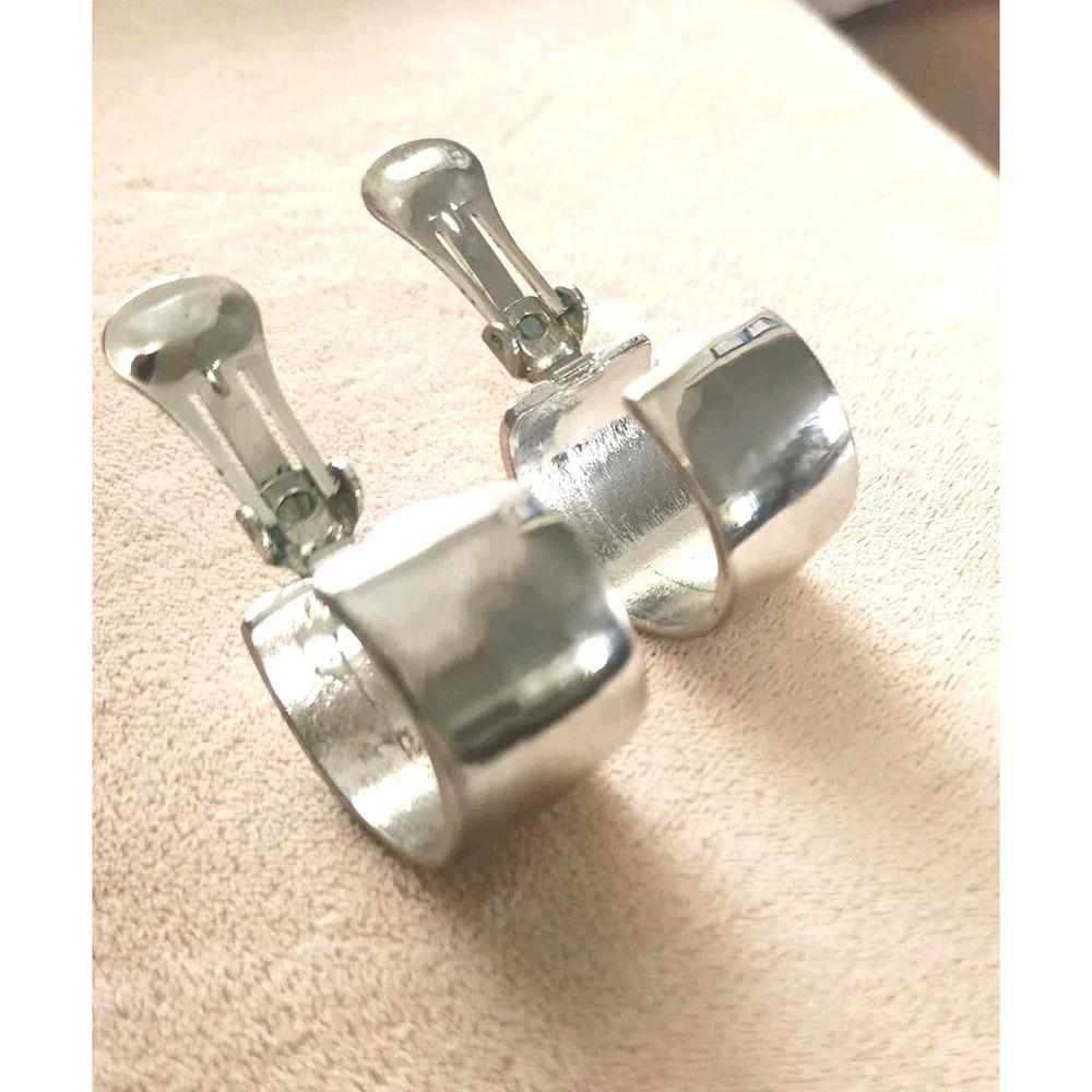 Silver Clip Hoop Earrings